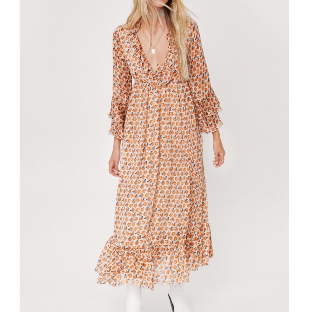 NWT Nasty Gal Ruffle Maxi Dress